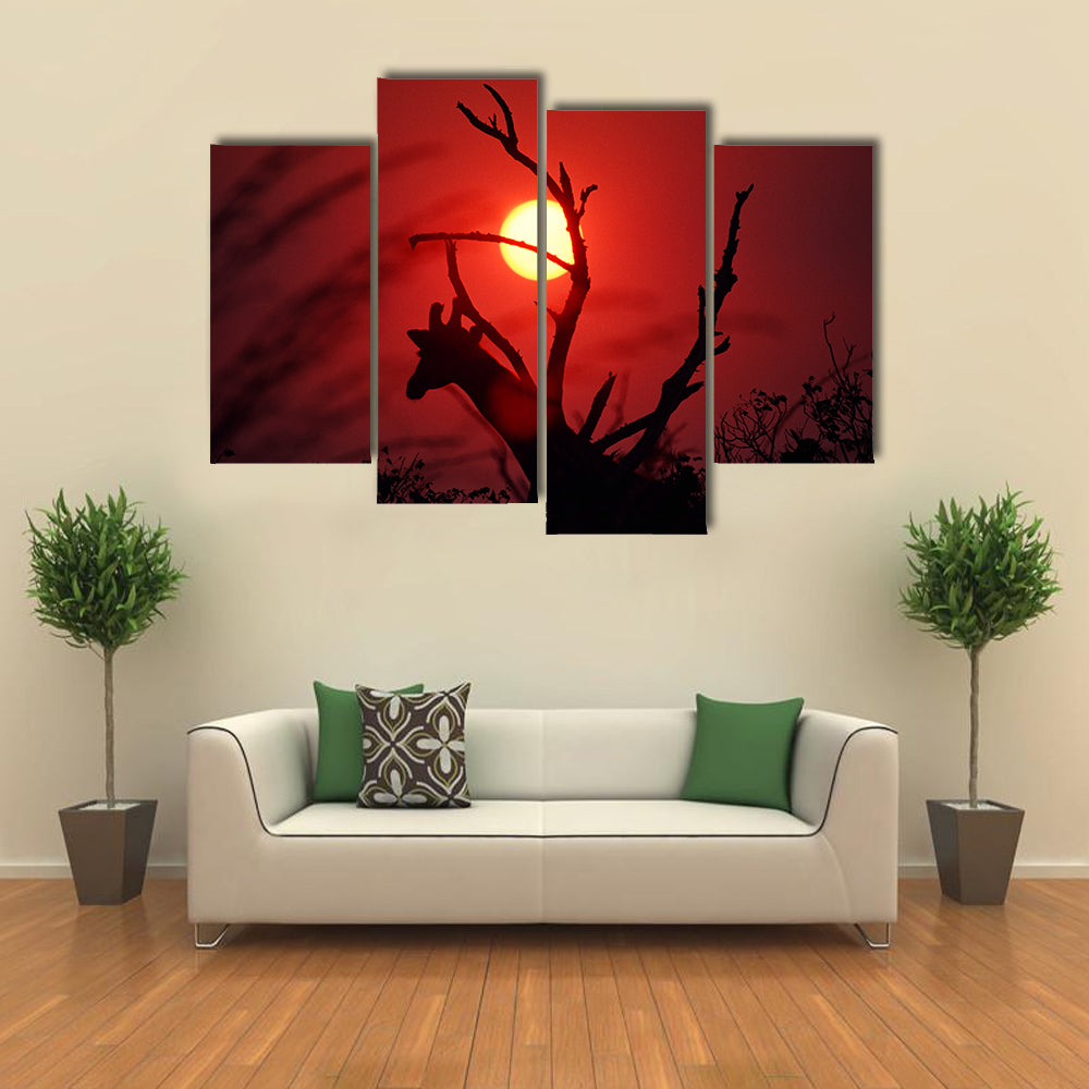 An African Sunset In Mikumi Forest Tanzania Canvas Wall Art