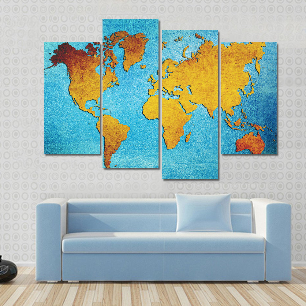 Grunge World Map Canvas Wall Art