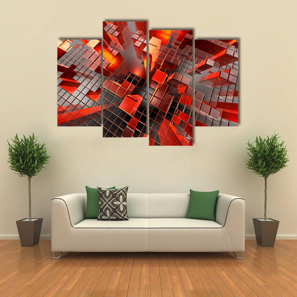 Futuristic Geometric City Blocks Abstract Canvas Wall Art