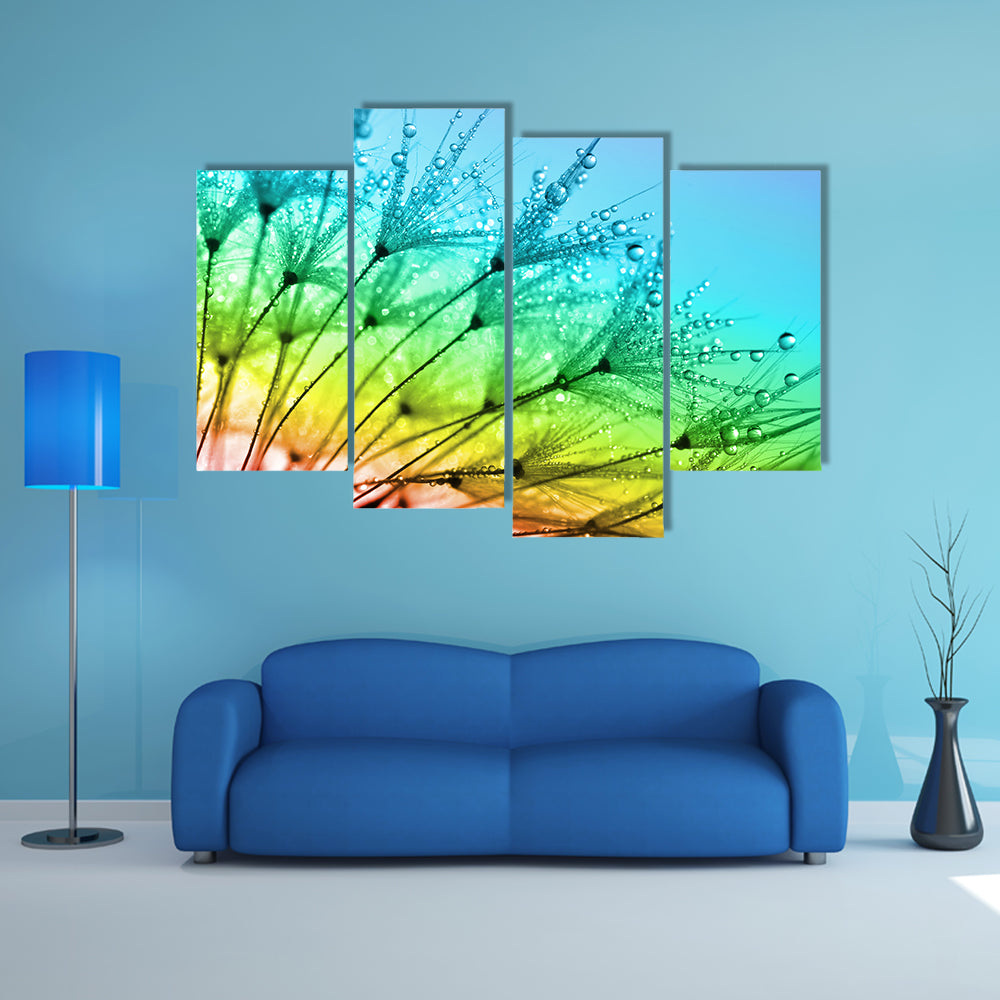 Dewy Dandelion Flower Close Up Canvas Wall Art