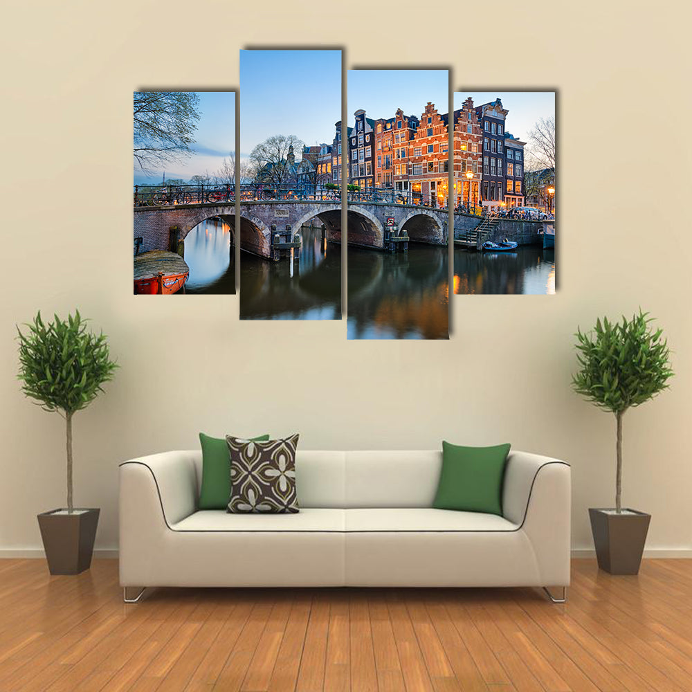 Sunset Over Brouwersgracht, Amsterdam Canvas Wall Art
