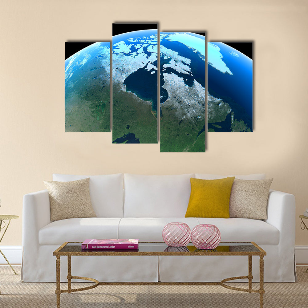 Canada &amp; Greenland From Space Canvas Wall Art