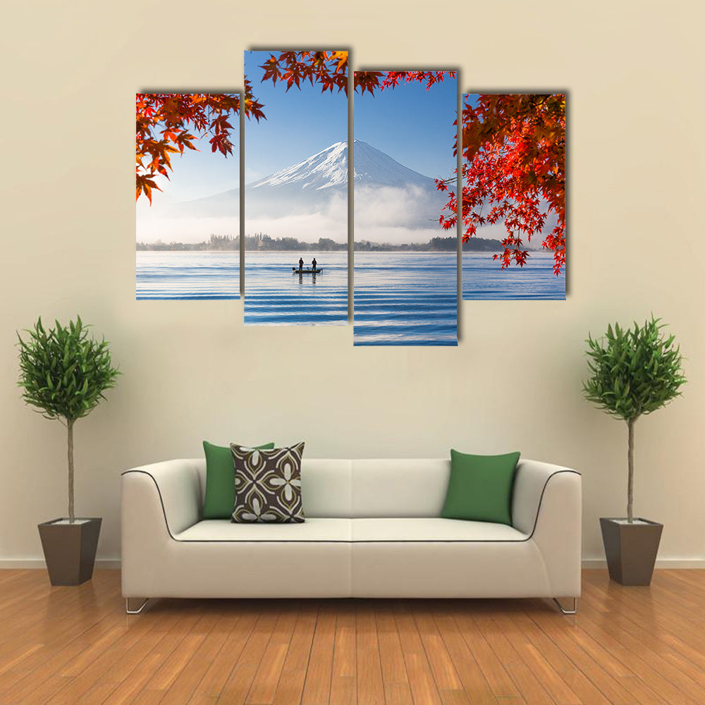 Fuji Mountain Lake In Autumn Canvas Wall Art