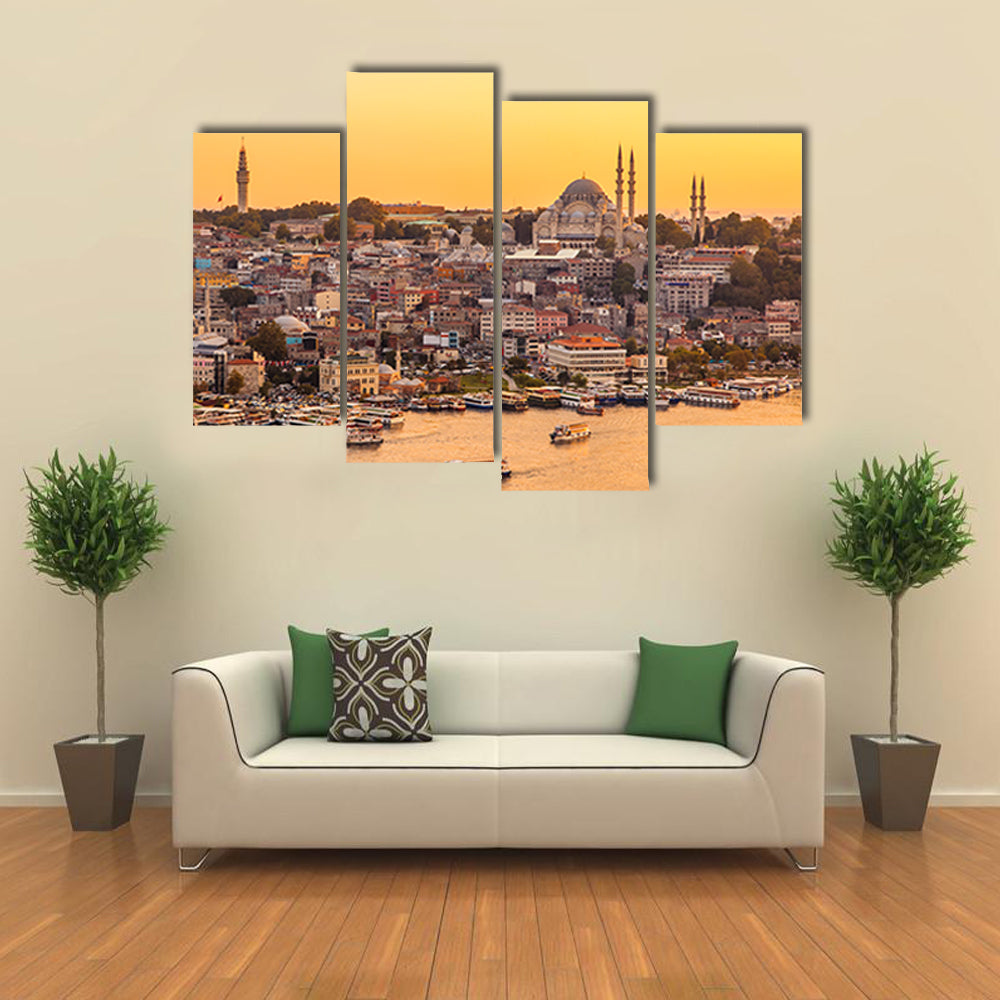 View On Golden Horn Bay From Galata Tower Canvas Wall Art