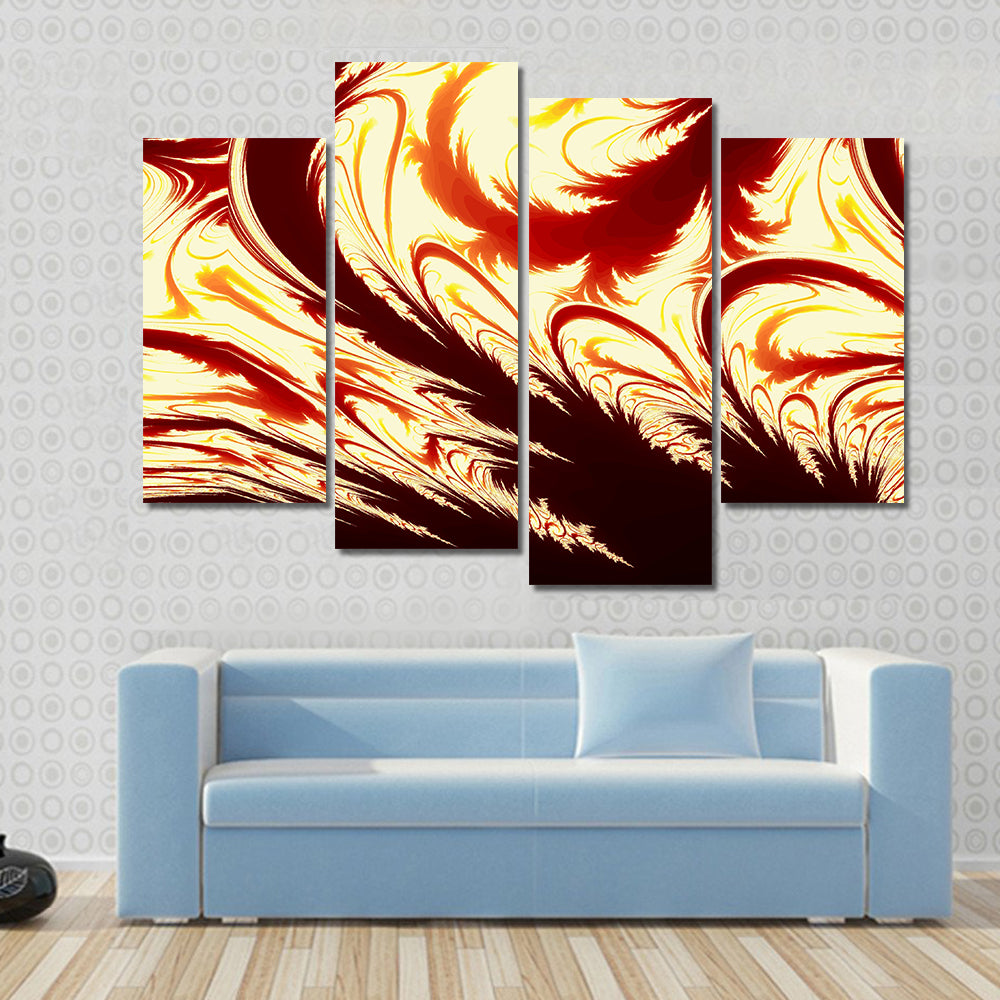 Fractal Flame Feather Illustration Canvas Wall Art