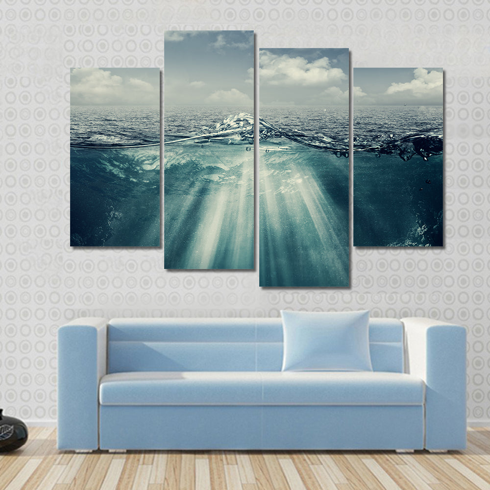 Split Perspective Underwater Ocean Landscape Canvas Wall Art