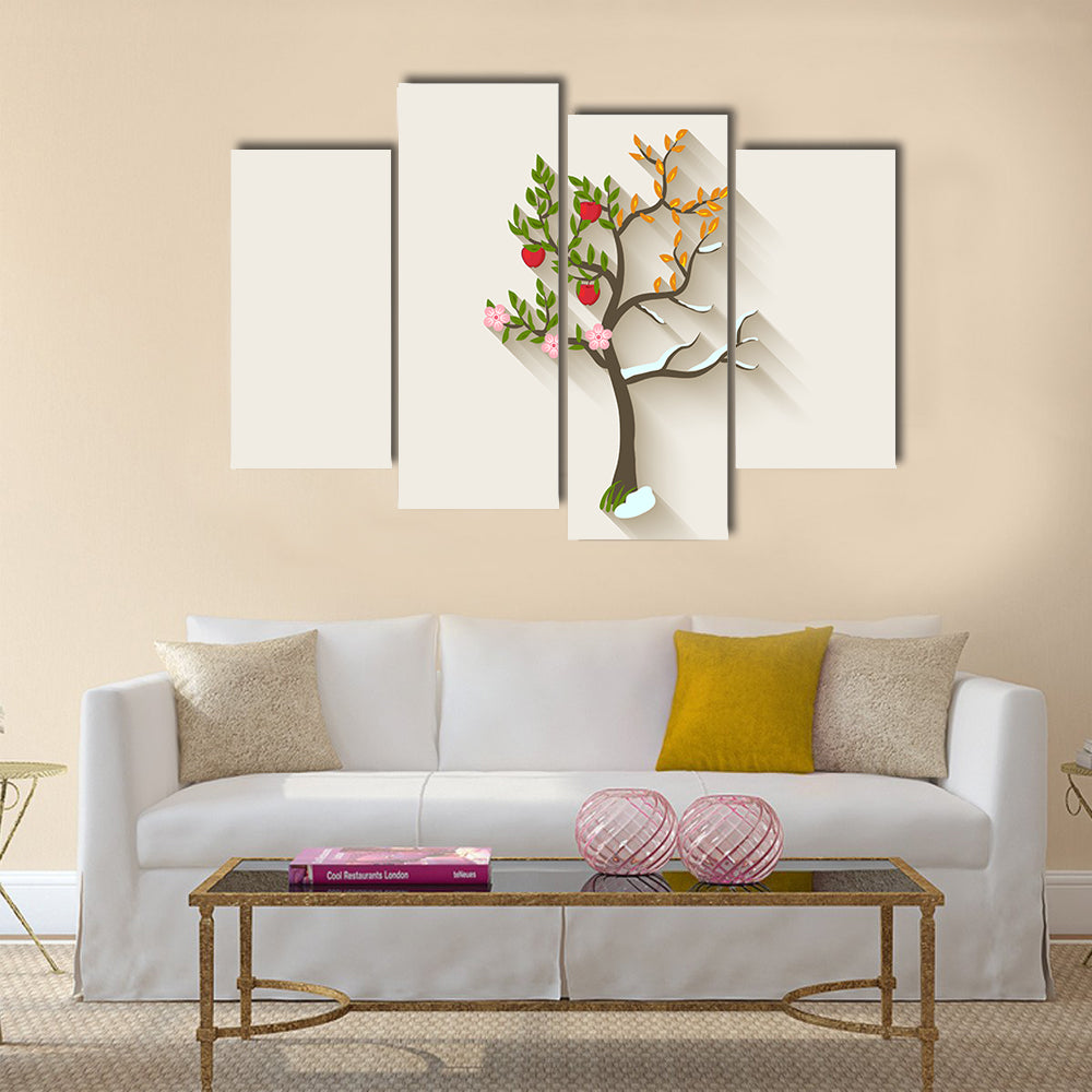 Four Seasons Trees Canvas Wall Art