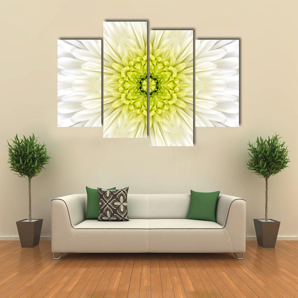 White Mandala Concentric Flower Canvas Wall Art