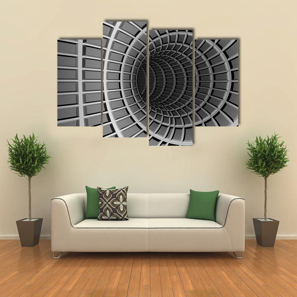Dark Metal Tunnel Abstract Canvas Wall Art