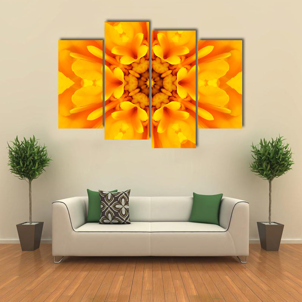 Yellow Mandala Flower Canvas Wall Art