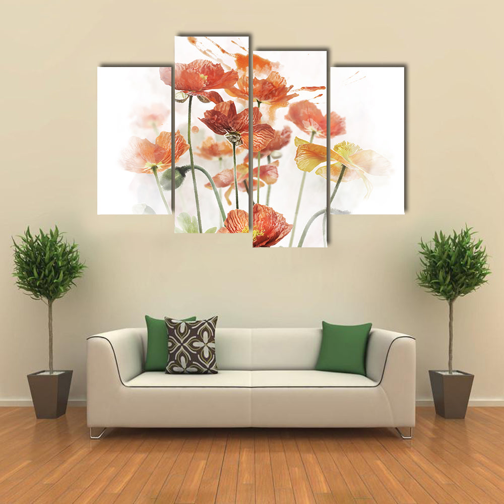 Red Poppy Flowers Canvas Wall Art