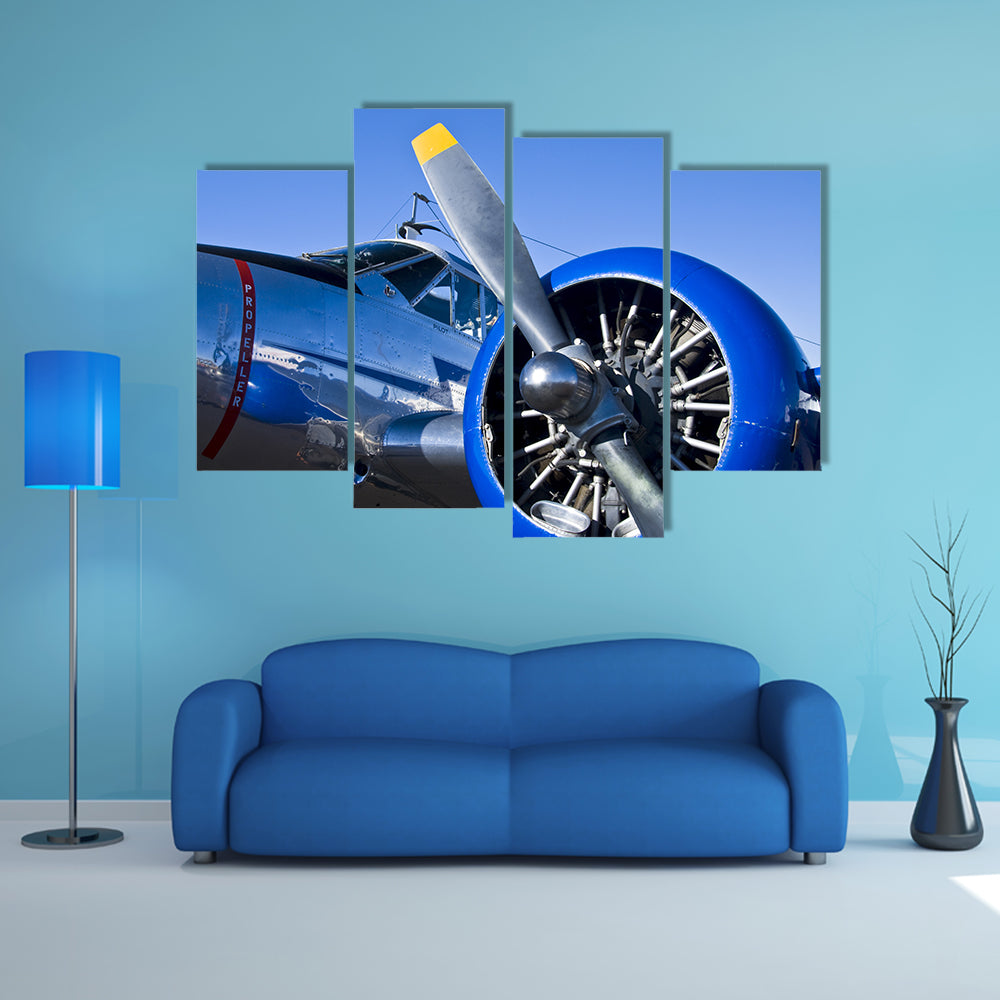 Close Up Of Vintage Military Airplane Canvas Wall Art