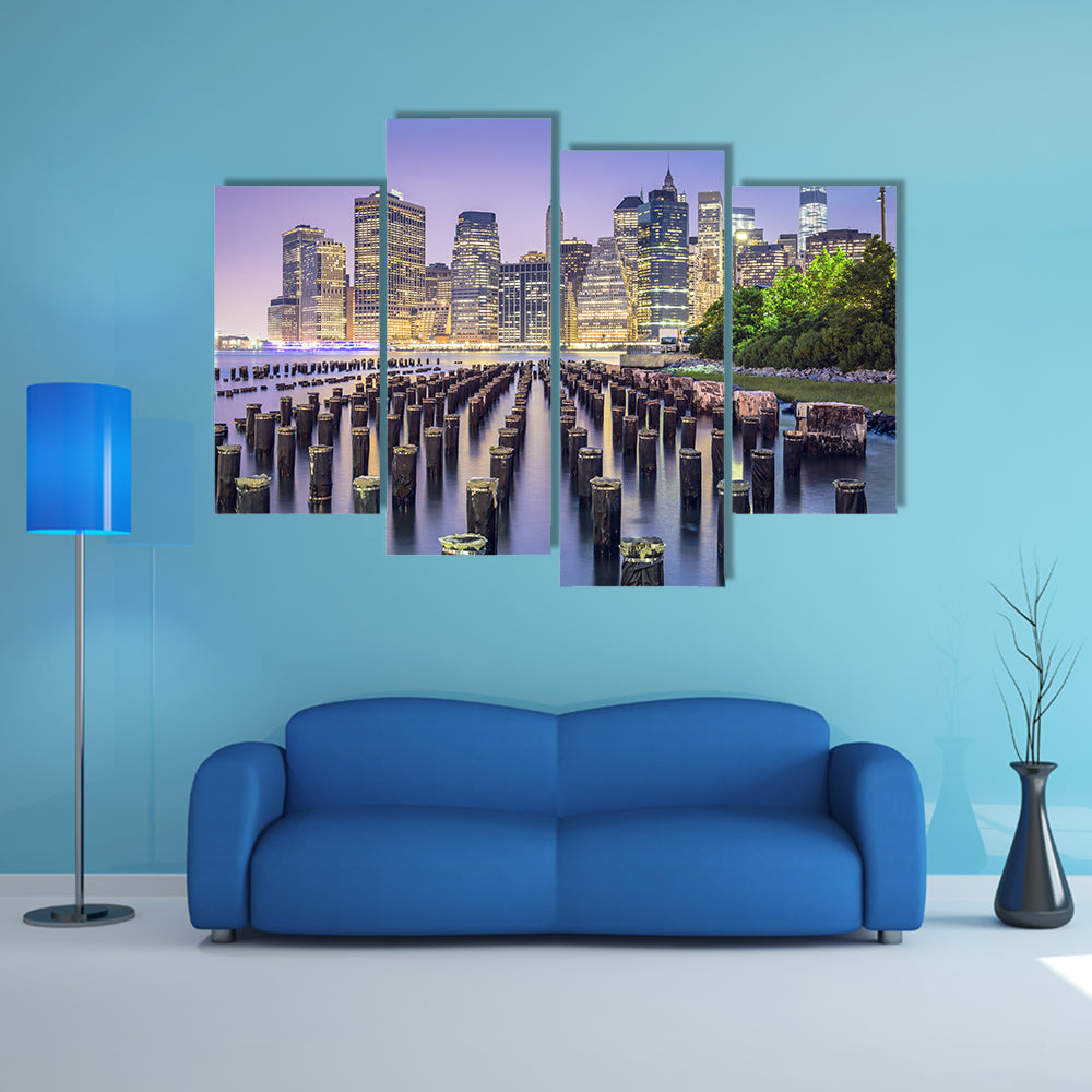 New York City Skyline At Night Canvas Wall Art