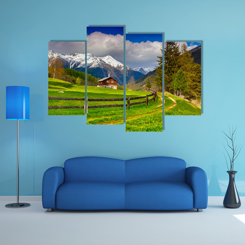 Spring Landscape In Swiss Alps Canvas Wall Art