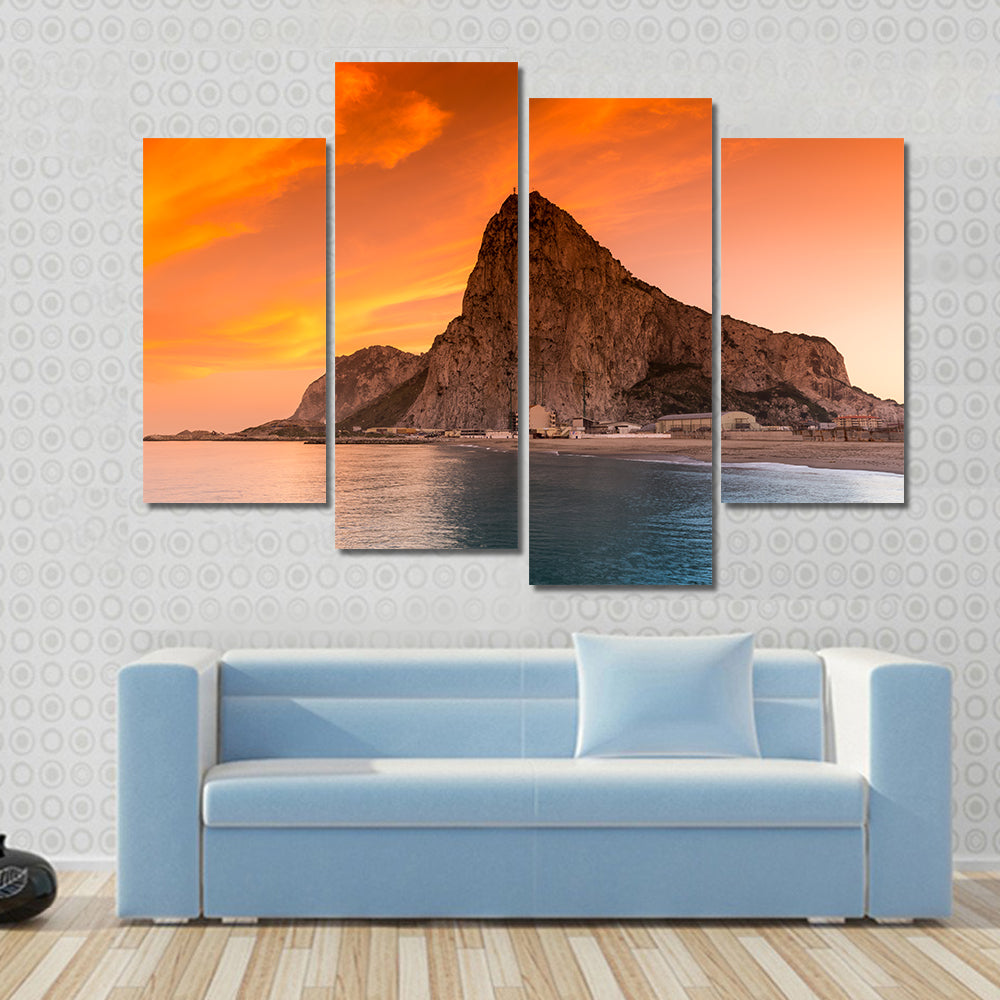 Rock of Gibraltar at Sunset Canvas Wall Art