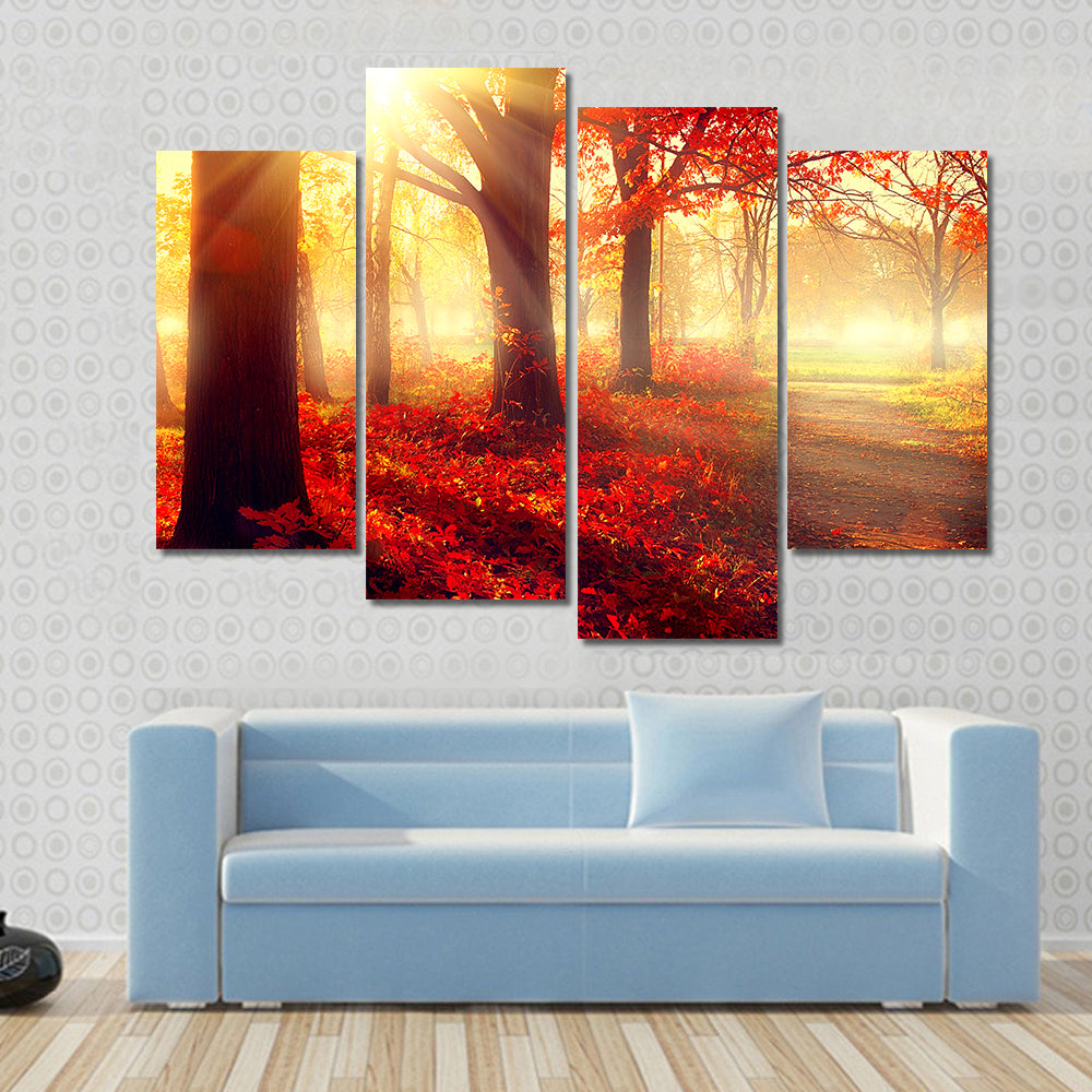 Autumn Park in Morning Sun Canvas Wall Art
