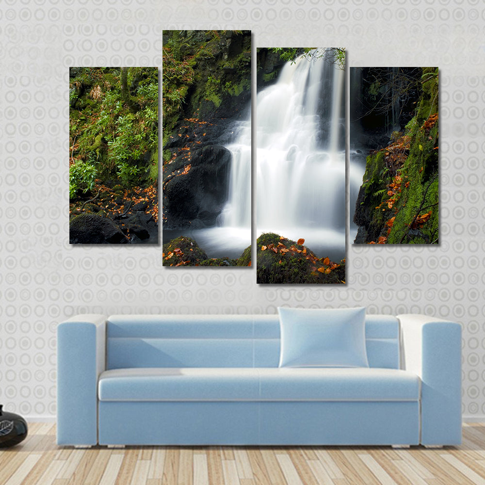 Tobermory Waterfall with Mossy Rocks Canvas Wall Art