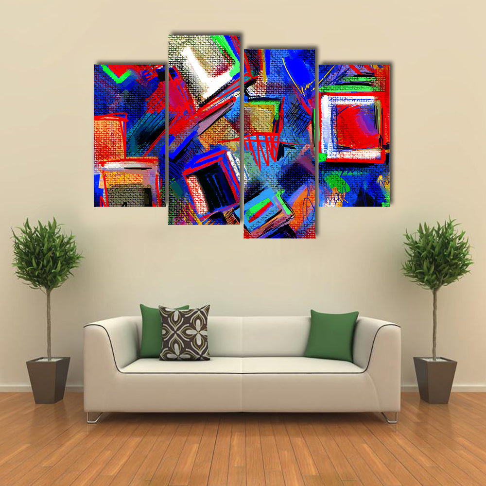 Hand-drawn Abstract Geometric Composition Canvas Wall Art