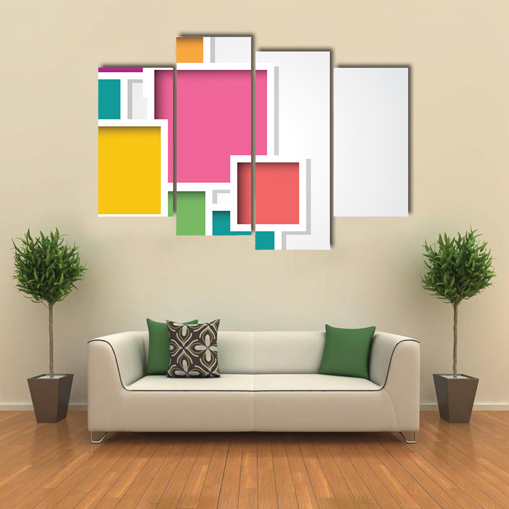 3d Layered Geometric Squares Canvas Wall Art