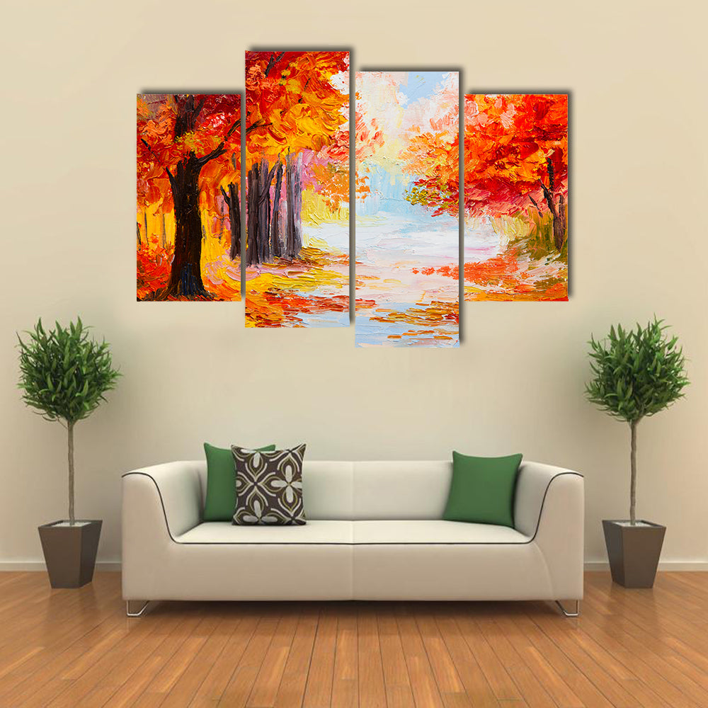 Colorful Autumn Forest Abstract Canvas Wall Art