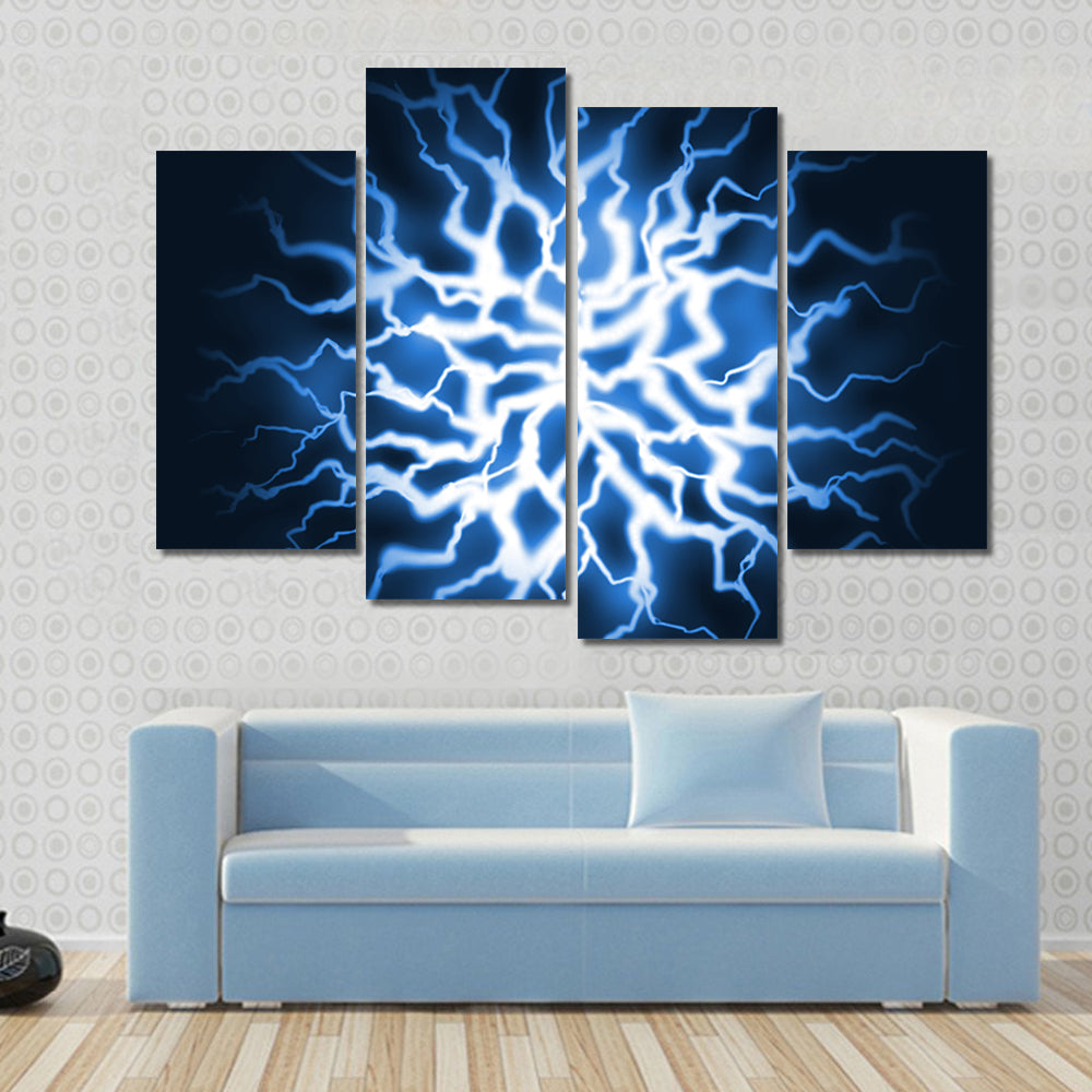 Blue Thunder Energy Burst Canvas Wall Art
