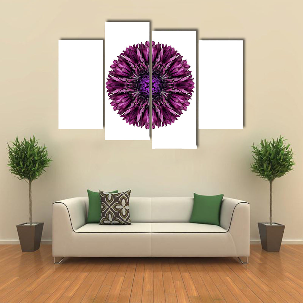 Purple Cornflower Mandala Canvas Wall Art