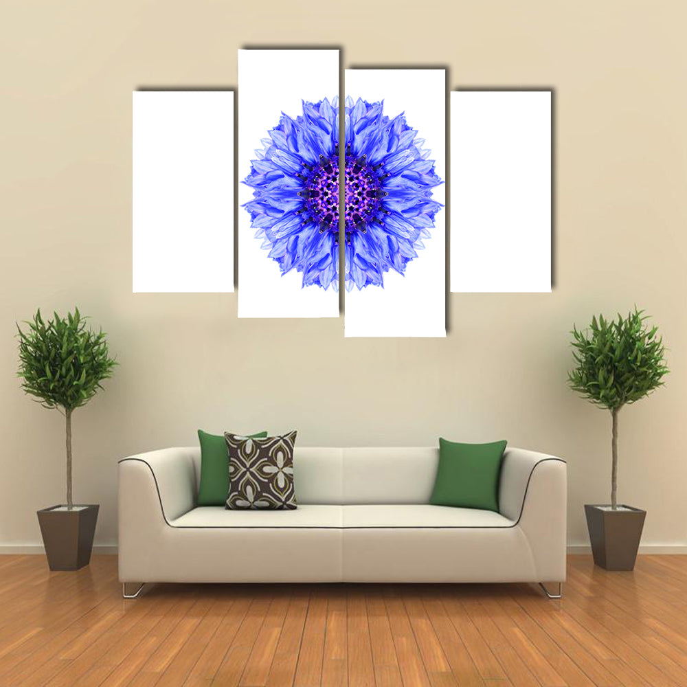 Blue Cornflower Mandala Canvas Wall Art