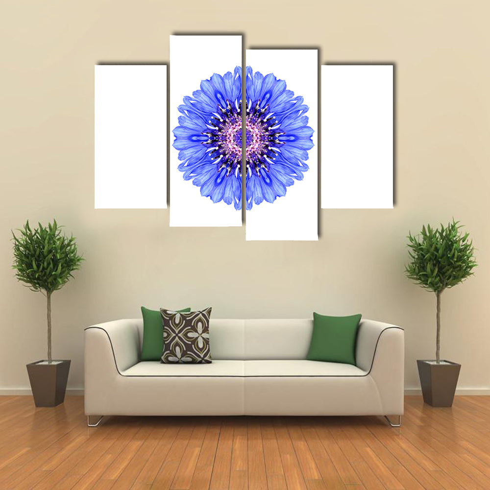 Blue Cornflower Mandala Canvas Wall Art