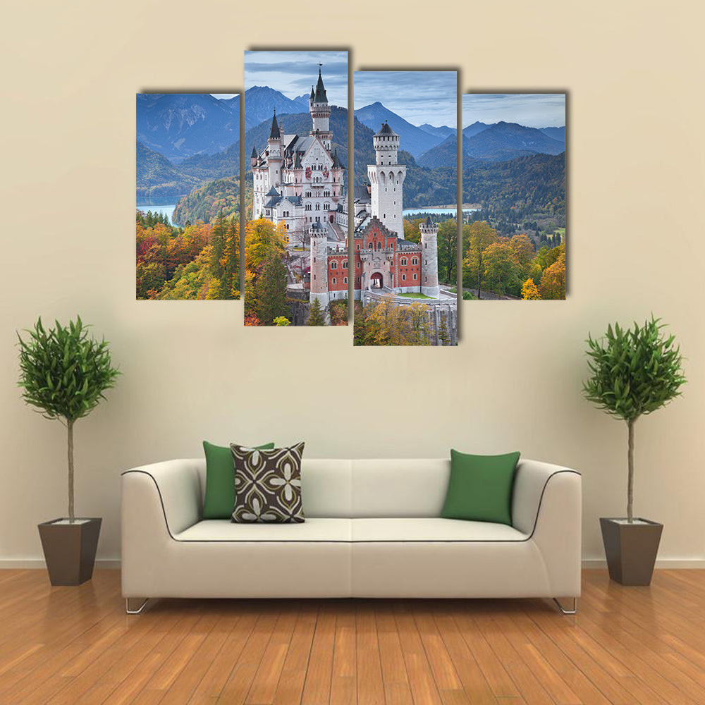 Neuschwanstein Castle with Turquoise Lake Canvas Wall Art