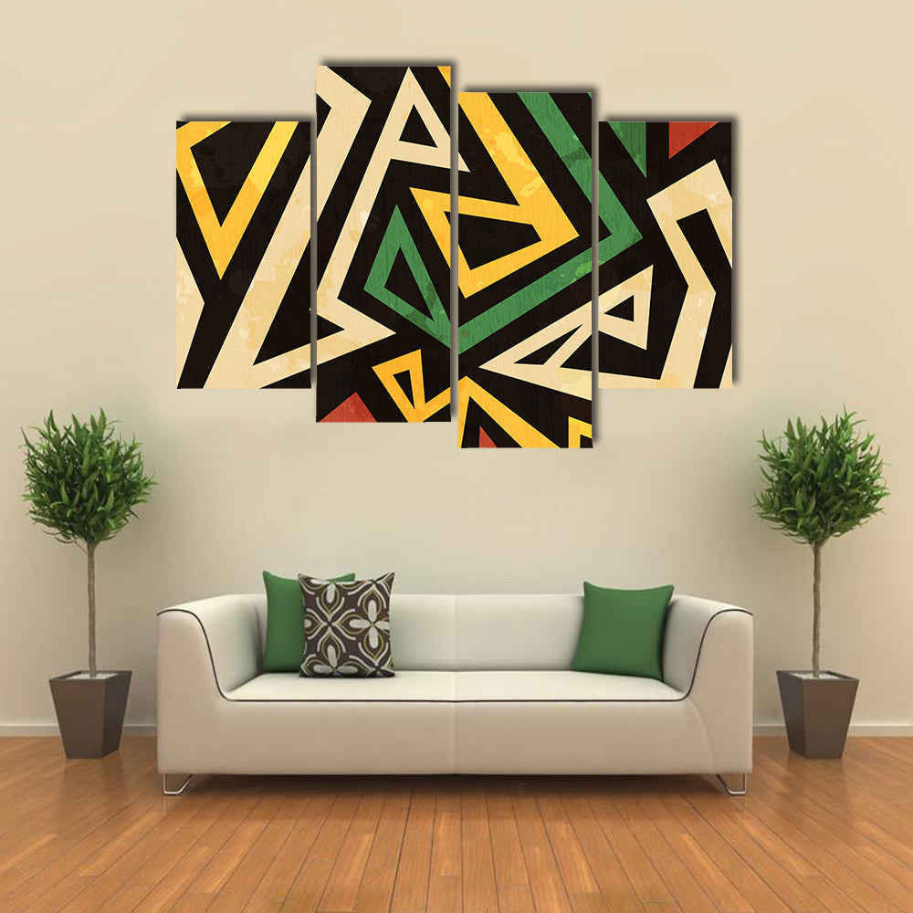 African Geometric Seamless Pattern Canvas Wall Art