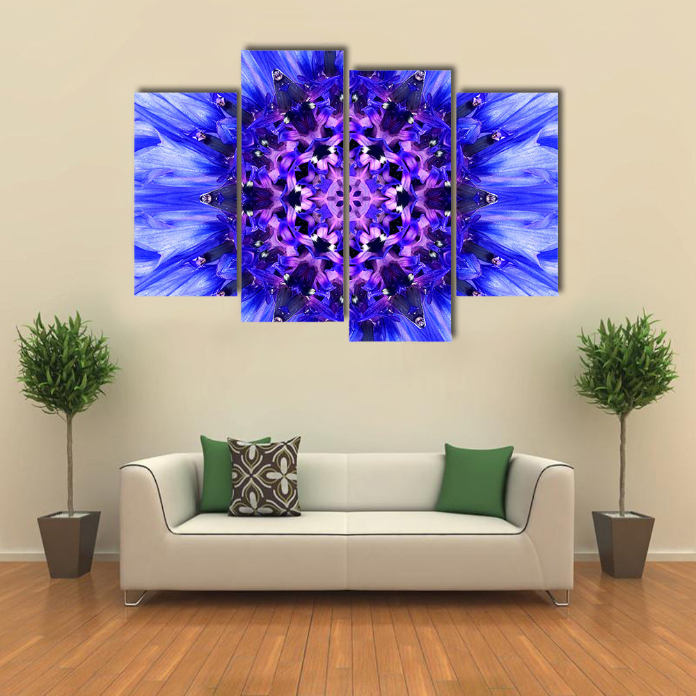 Blue Mandala Flower Canvas Wall Art