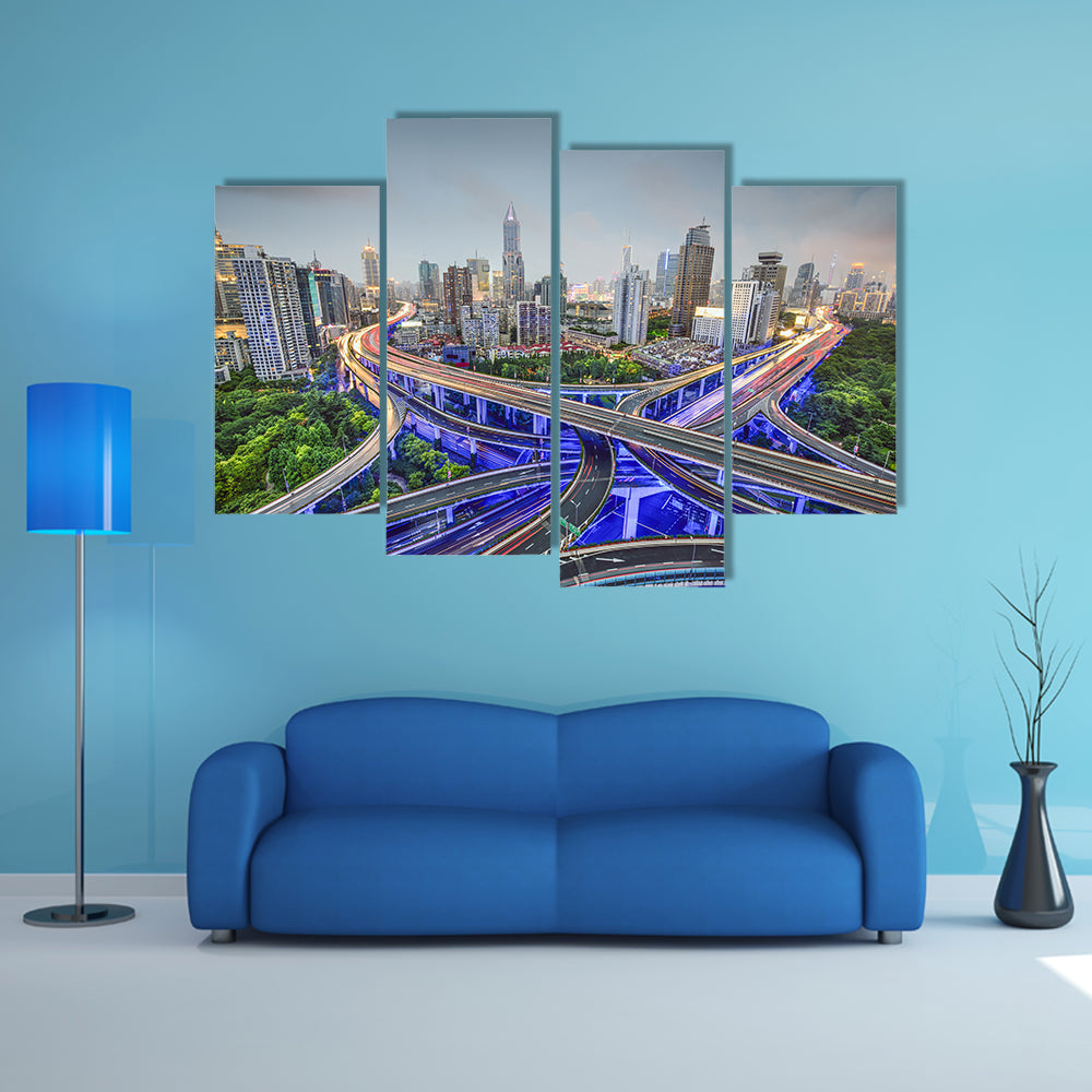 Shanghai Highway Junctions Canvas Wall Art