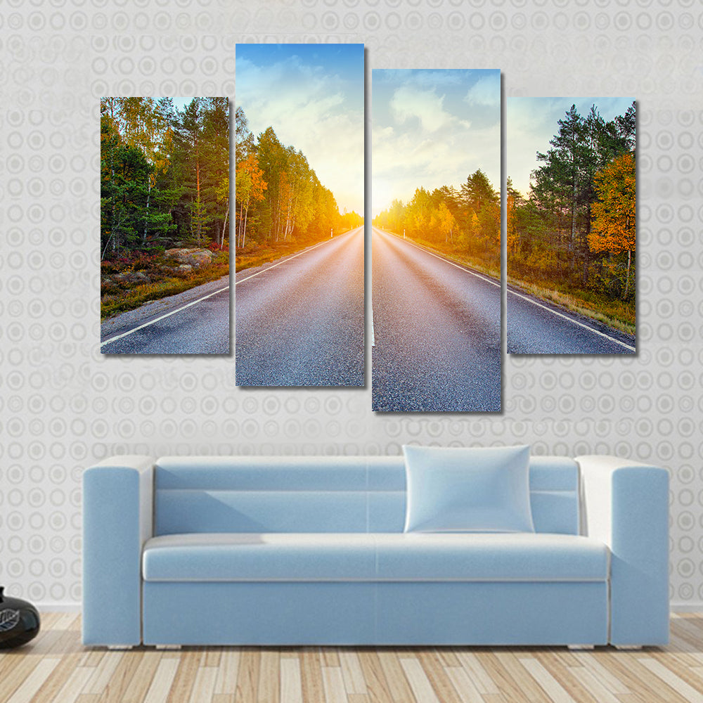 Scenic Road In Sweden Canvas Wall Art