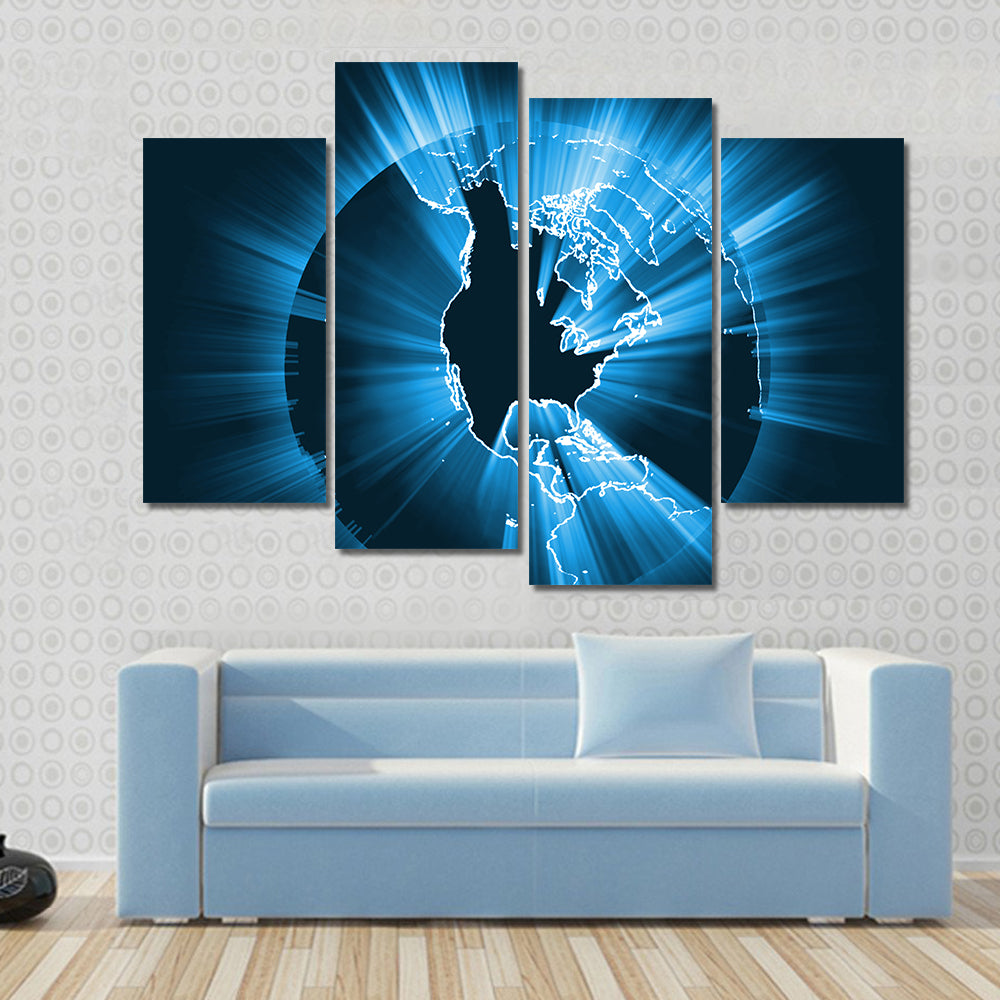 Glowing Coastline Starburst Light Flare Canvas Wall Art