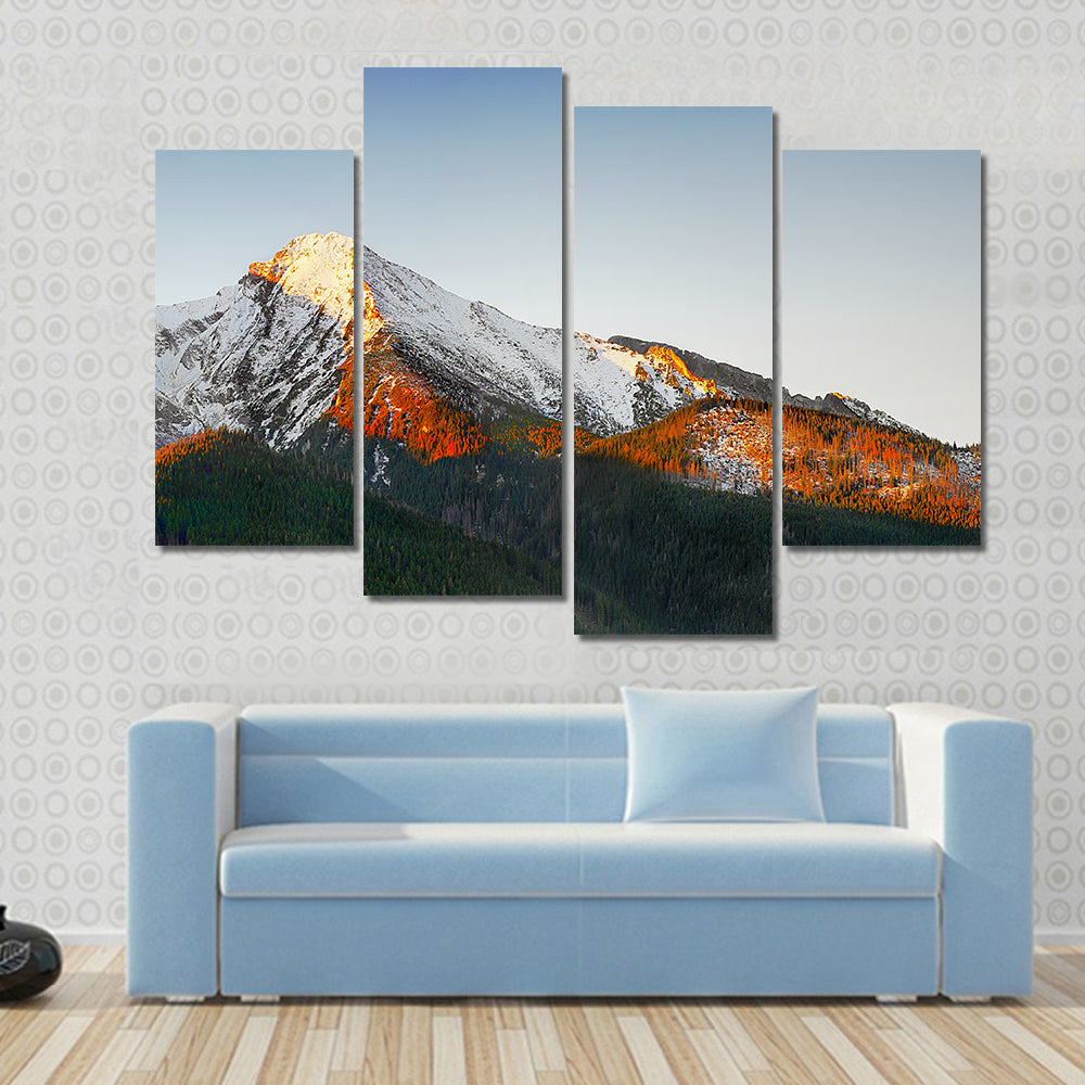Snow Capped Peaks At Sunrise Canvas Wall Art
