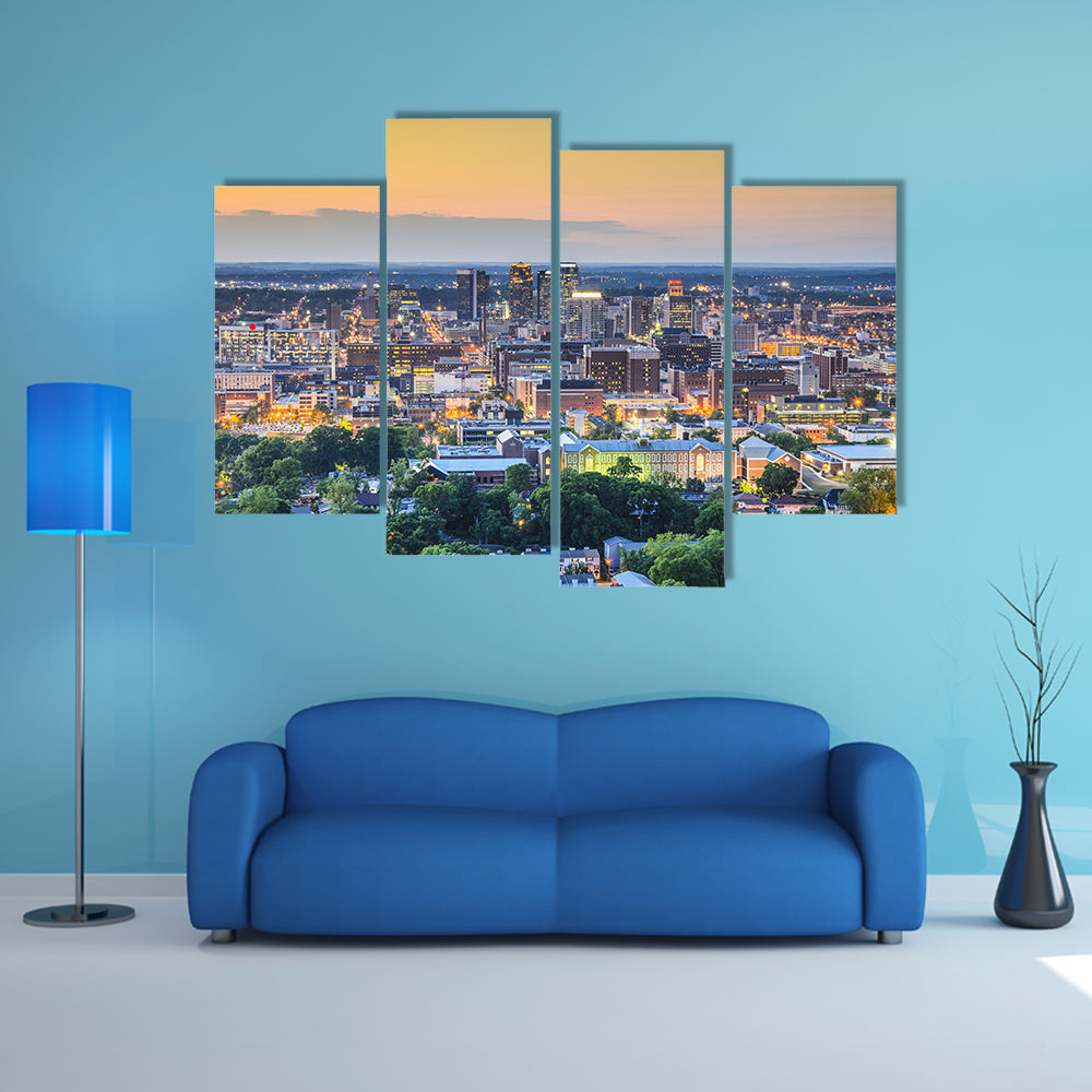 Birmingham Downtown Skyline In Alabama Canvas Wall Art