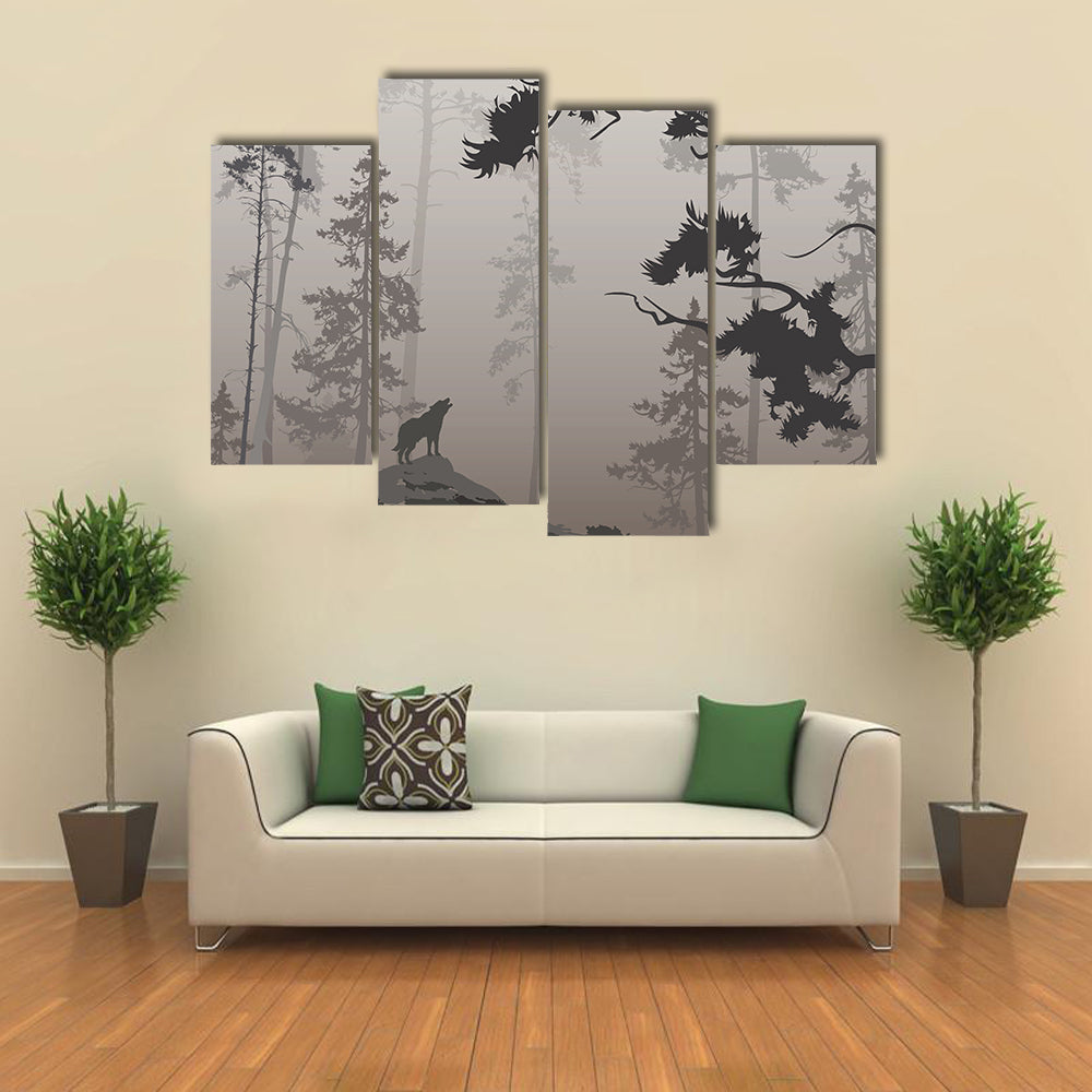 Wolf In The Forest Canvas Wall Art