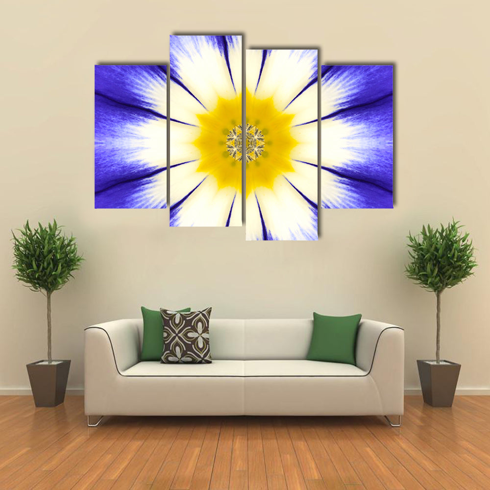 Kaleidoscope Blue Mandala Flower Canvas Wall Art