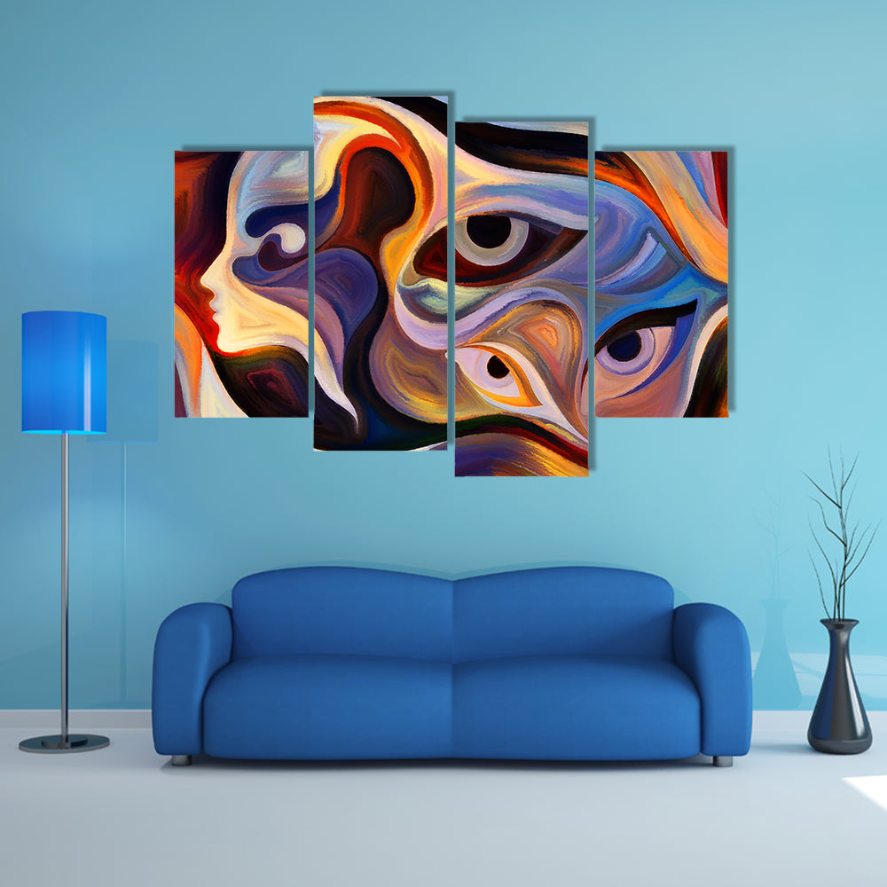 Human Profile &amp; Eye Elements Canvas Wall Art