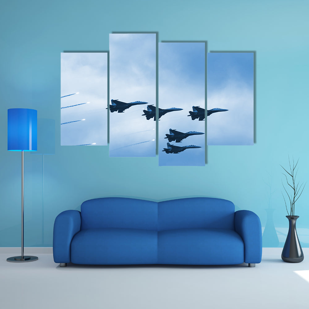 Modern Squadron of Fighter Jets Canvas Wall Art