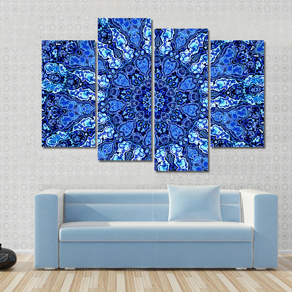 Blue Mandala Fractal Canvas Wall Art