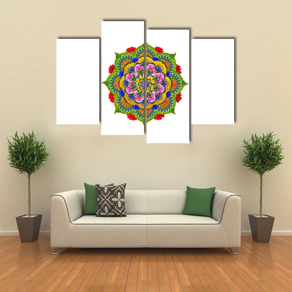 Sacred Lotus Mandala Canvas Wall Art