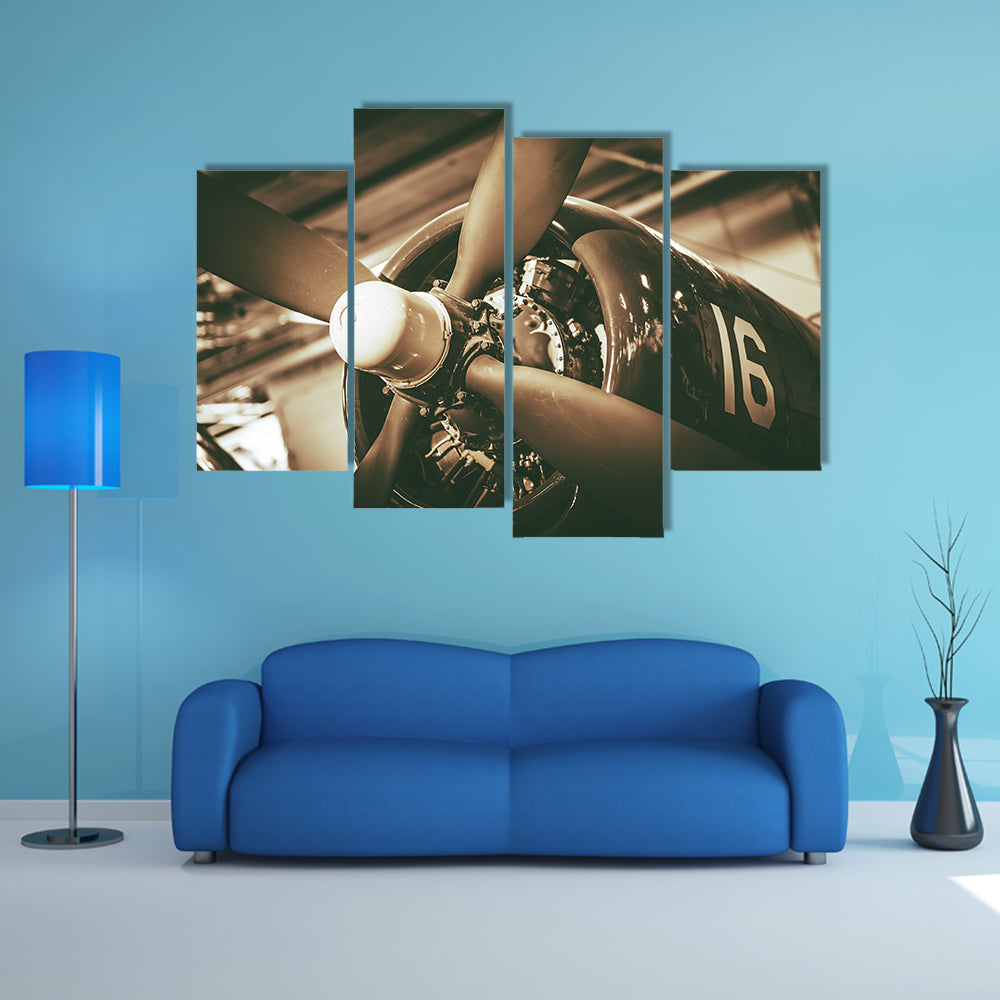 Vintage Military Aircraft Propeller Closeup Canvas Wall Art