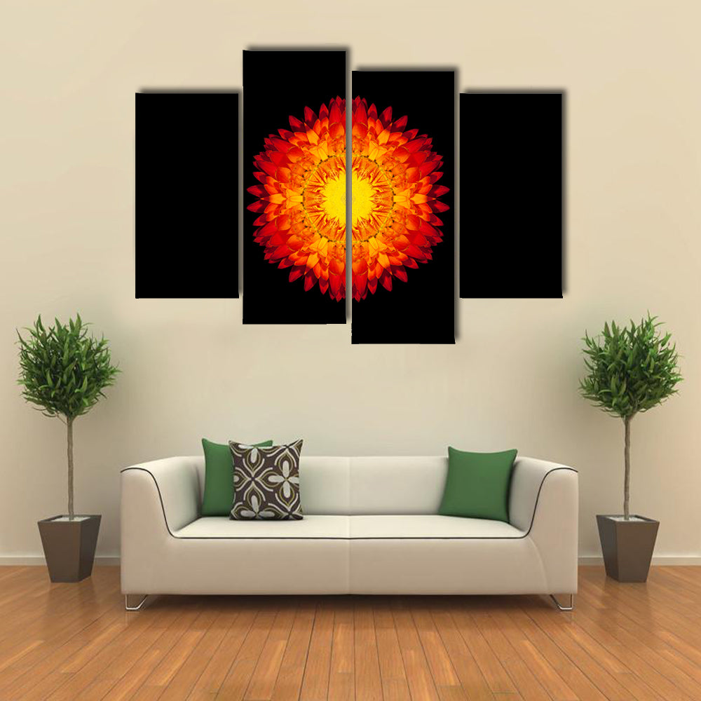 Red Flower Mandala Canvas Wall Art