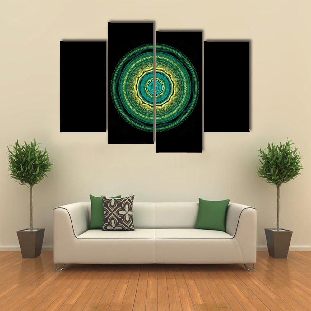 Green Mandala Flower Canvas Wall Art