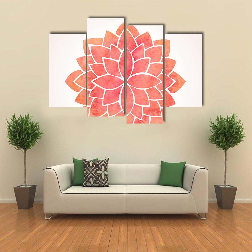 Red Mandala Flower Canvas Wall Art