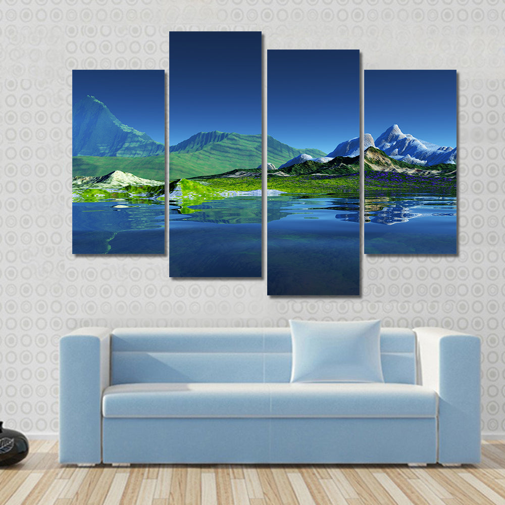 Serene Mountain Lake Reflection Canvas Wall Art
