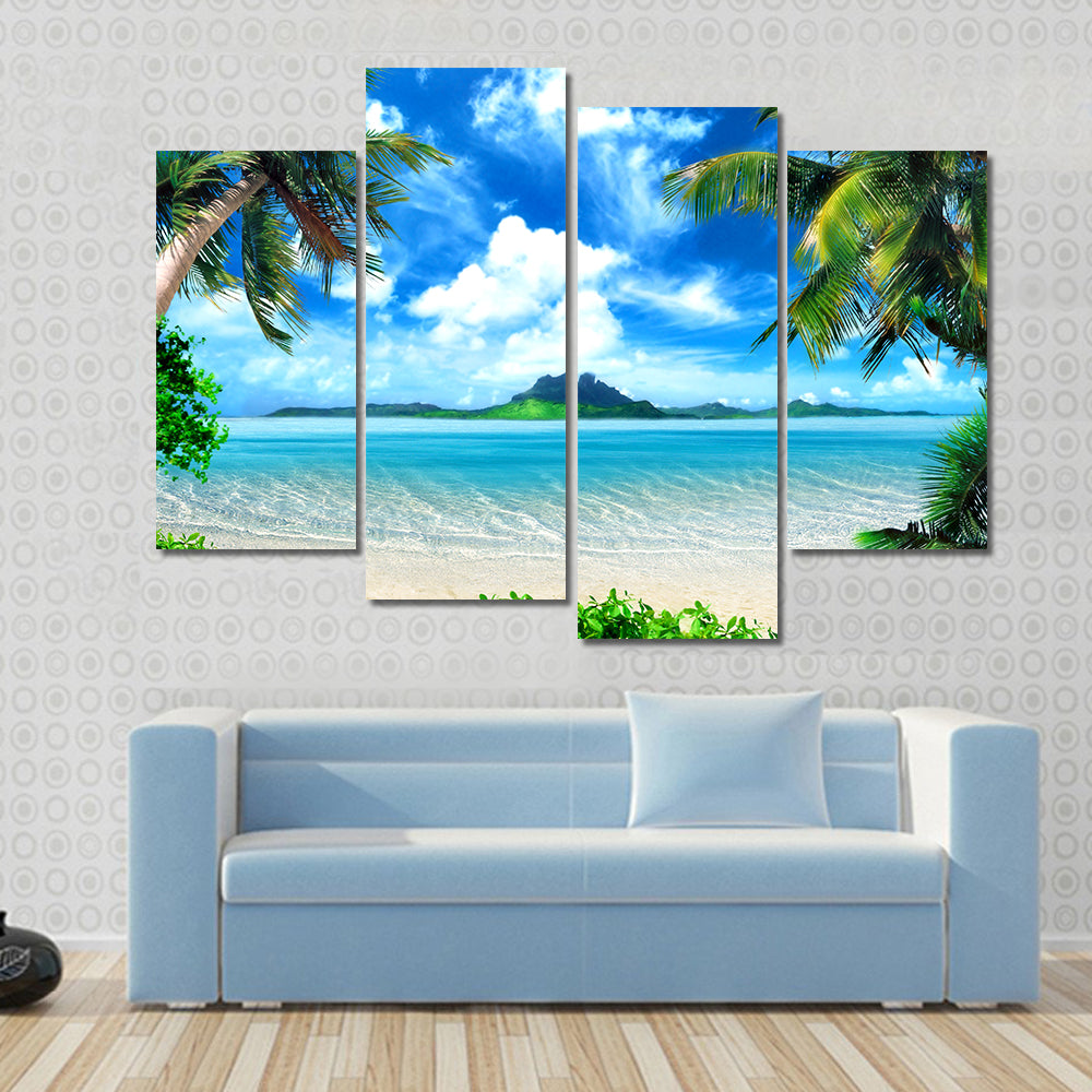 Tropical Beach with Turquoise Ocean Canvas Wall Art