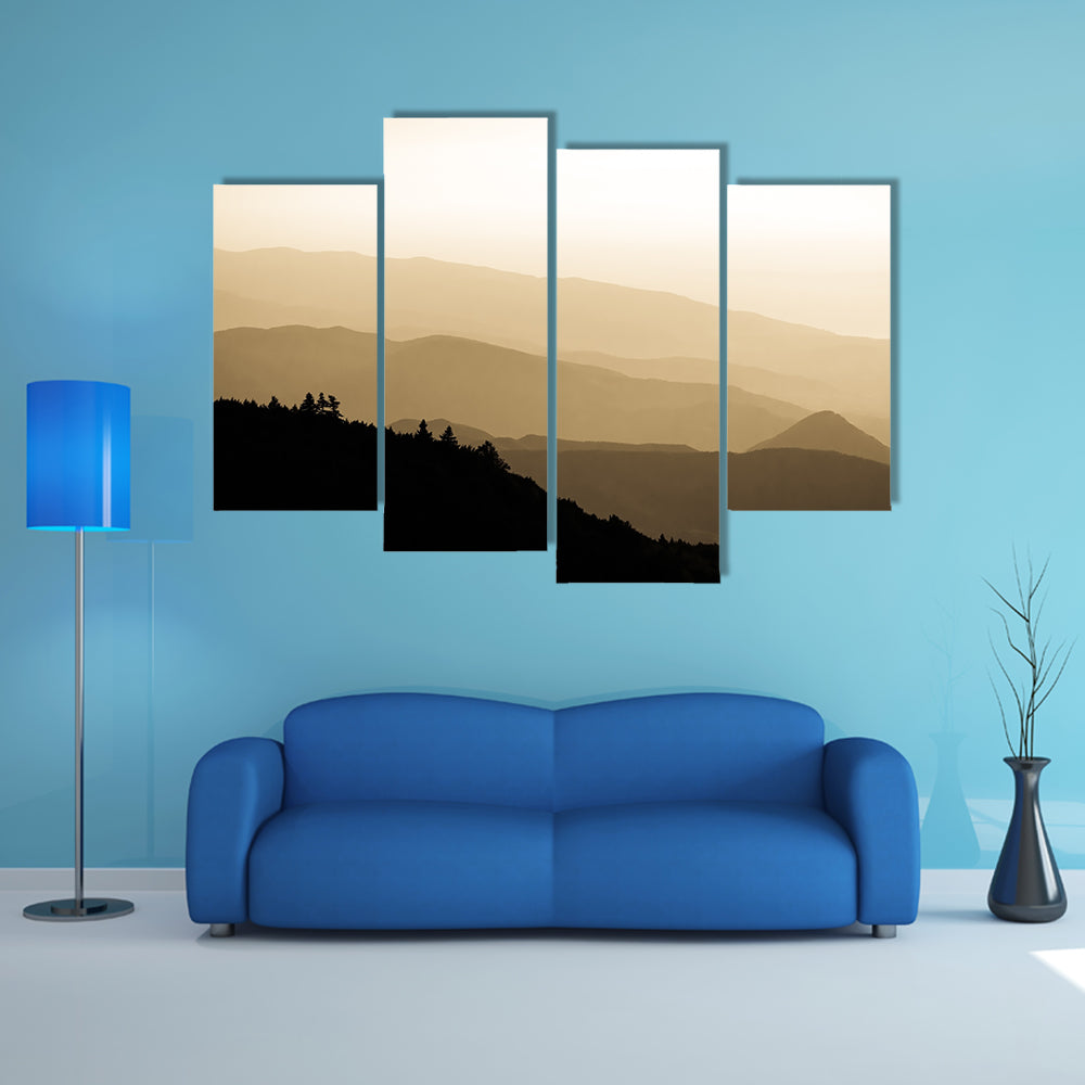 Sunset Over Foggy Mountains In Turkey Canvas Wall Art
