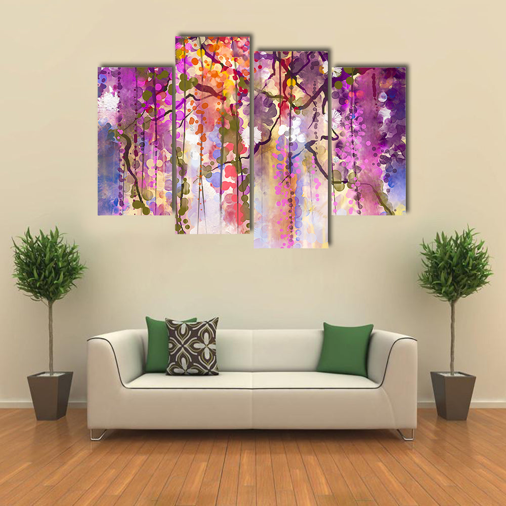 Spring Purple Wisteria Blossoms Canvas Wall Art